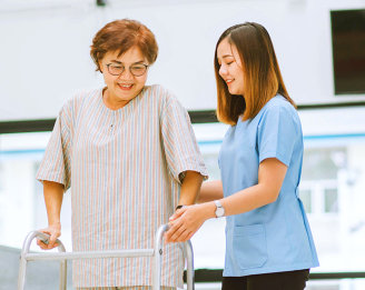 caregiver assisting to her patient