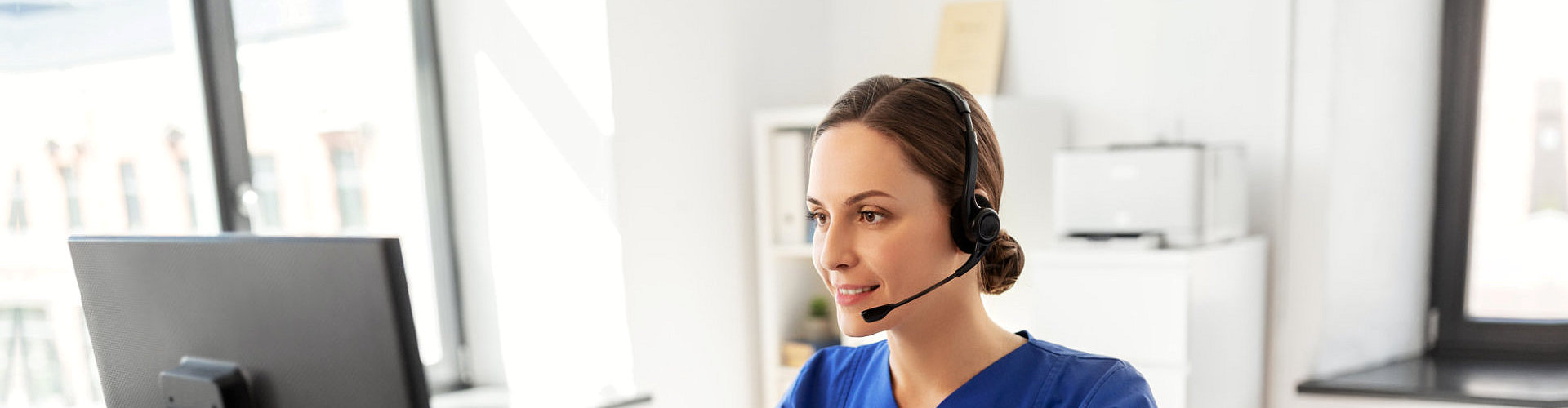 caregiver taking phone call